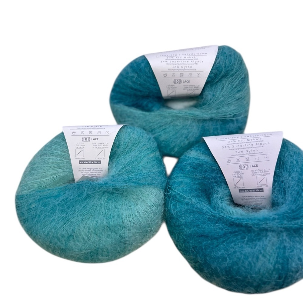 3 Ella Rae ALPACA KID MOHAIR DEGRADE Lace weight yarn Under The Sea Blue Green - Picture 3 of 7